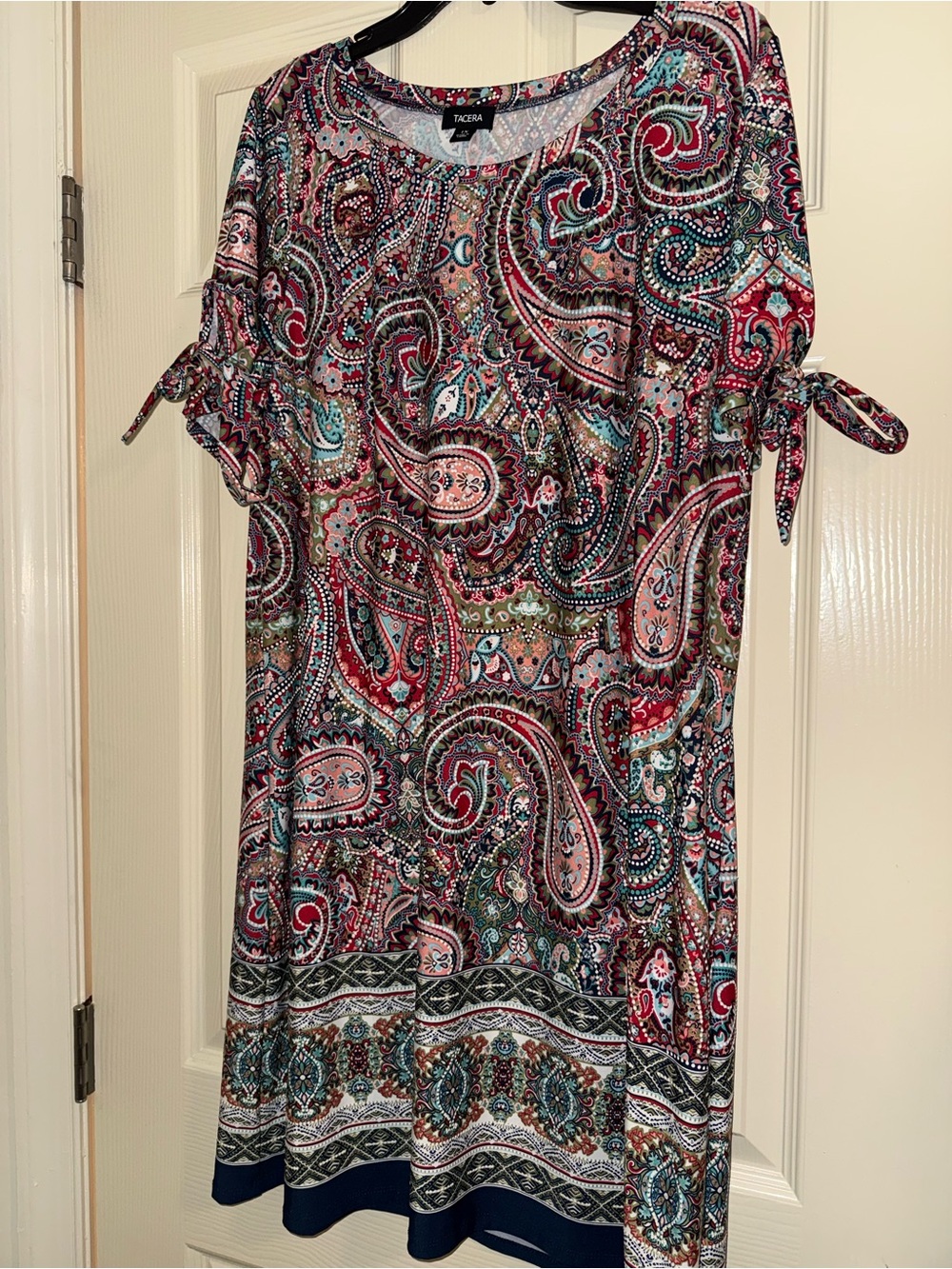 Tacera Multicolor Paisley Midi Dress with Tie Sleeves